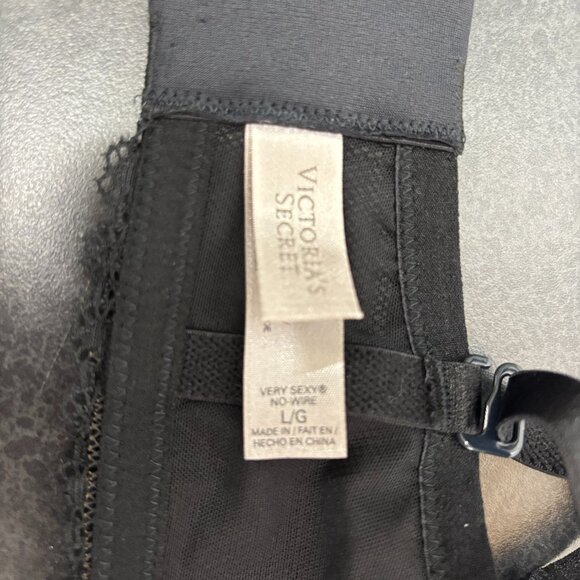 Victoria Secret No Wire Black Lace Rhinestone Boned Balconette Bra Sz L - Picture 5 of 9